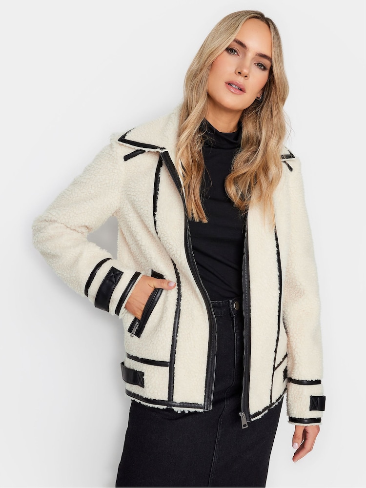 Chaqueta de polar en tono natural con cremallera de Long Tall Sally - Imagen 1 de 4 Chaqueta de polar en tono natural con cremallera de Long Tall Sally - Imagen 1 de 4