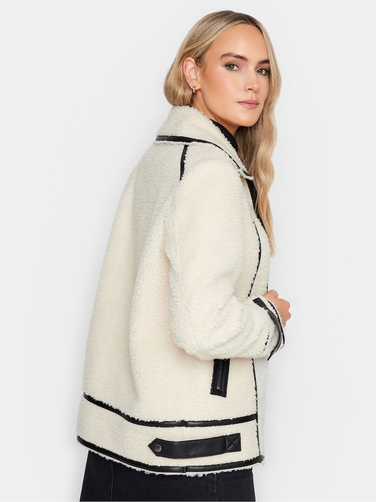 Long Tall Sally Natural Natural Fleece Zip Up Jacket - Image 2 of 4