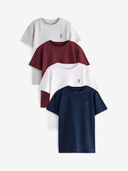 Bordo rdeča/bela - kratek rokav; s kratkimi rokavi Stag Embroidered majica 4 Pack (3-16yrs) - Slika 1 iz 2