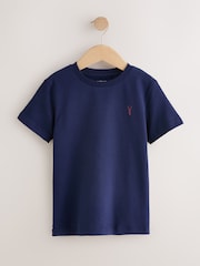 Burgundy Red/White Short Sleeve Stag Embroidered T-Shirts 4 Pack (3-16yrs) - Image 3 of 9