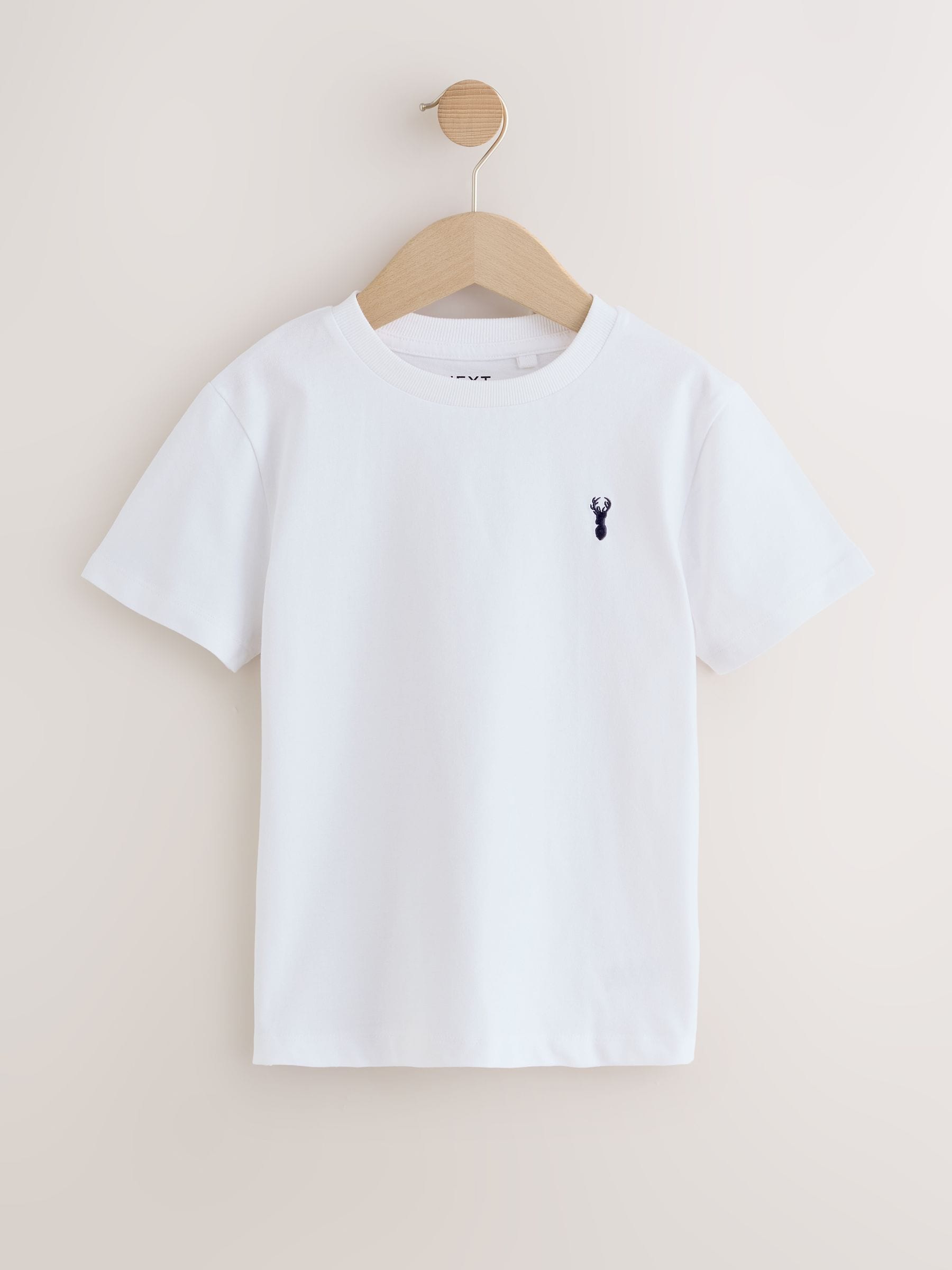 Buy Burgundy Red/White Short Sleeve Stag Embroidered T-Shirts 4