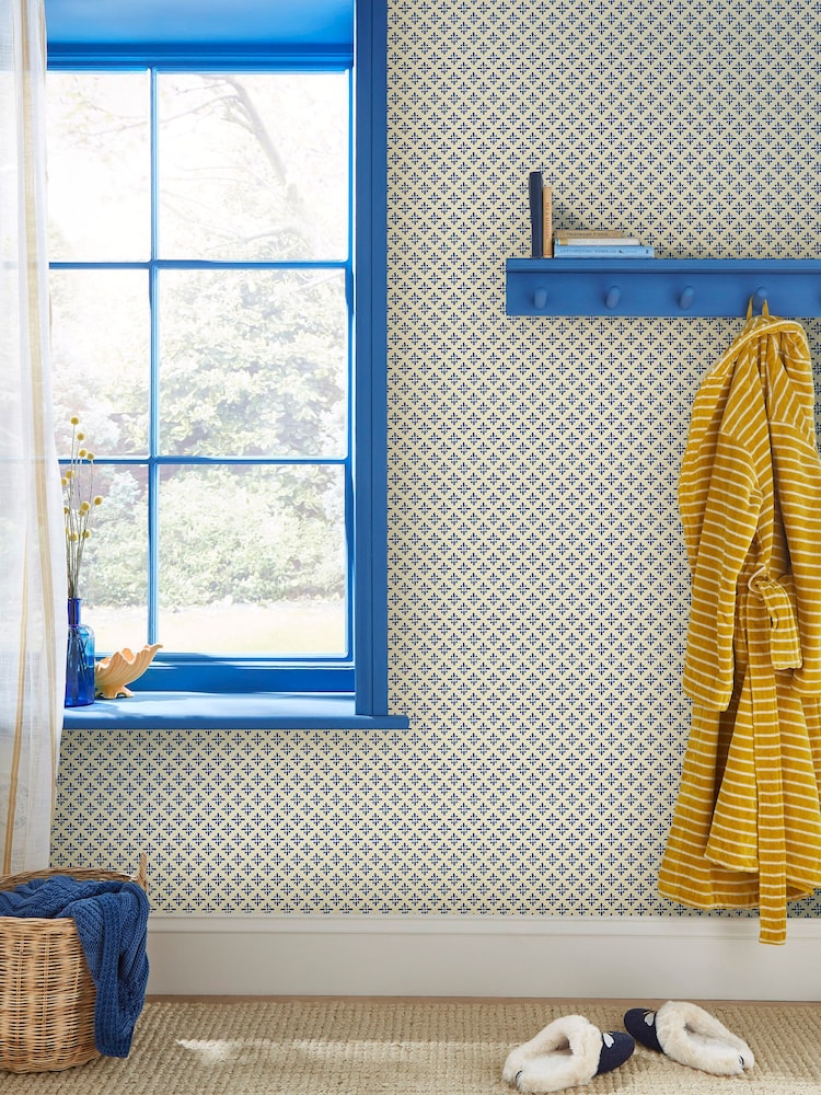 Joules Coast Blue Beckett Star Wallpaper Sample Wallpaper - Image 1 of 3