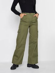 Long Tall Sally Green Loose Utility 100% Cotton Trousers - Image 1 of 3