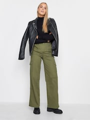 Long Tall Sally Green Loose Utility 100% Cotton Trousers - Image 2 of 3