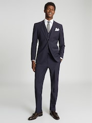 Reiss Navy Rush Modern Fit Travel Blazer - Image 3 of 6