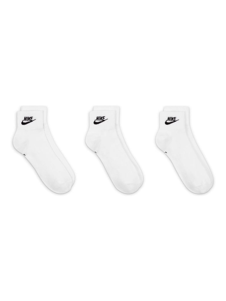 Nike White Everyday Essential Ankle 100% Cotton Socks 3 Pack - Image 3 of 4