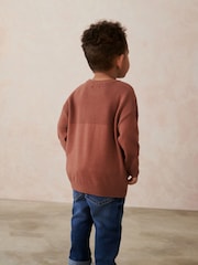 Mocha Brown Waffle Stitch Crew Jumper (3mths-7yrs) - Image 3 of 7
