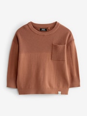 Mocha Brown Waffle Stitch Crew Jumper (3mths-7yrs) - Image 5 of 7