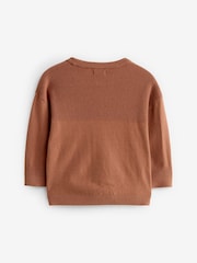 Mocha Brown Waffle Stitch Crew Jumper (3mths-7yrs) - Image 6 of 7