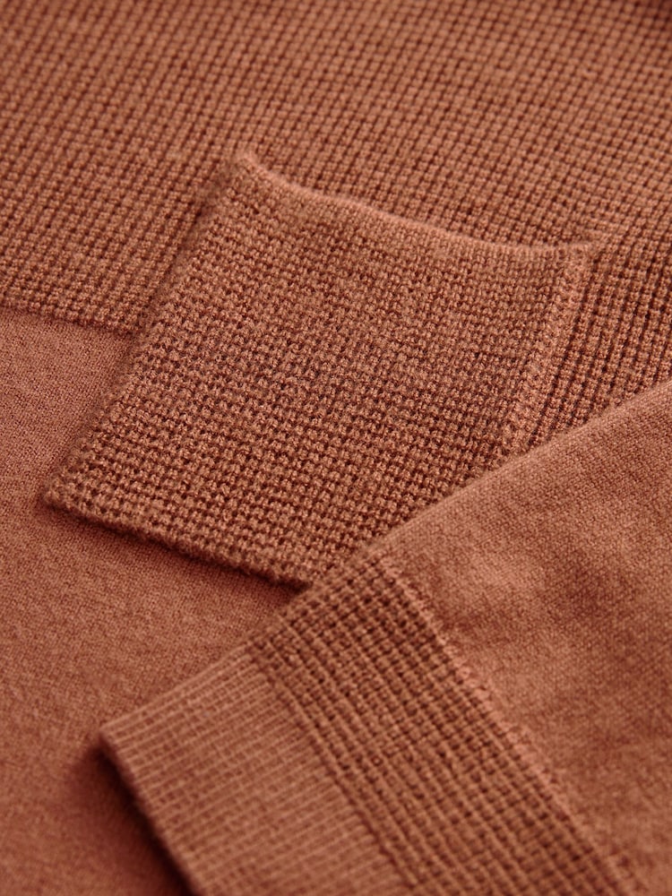 Mocha Brown Waffle Stitch Crew Jumper (3mths-7yrs) - Image 7 of 7 Mocha Brown Waffle Stitch Crew Jumper (3mths-7yrs) - Image 7 of 7