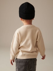 Neutral Waffle Stitch Crew Jumper (3mths-7yrs) - Image 2 of 6