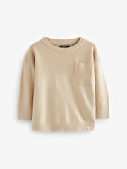 Neutral Waffle Stitch Crew Jumper (3mths-7yrs) - Image 4 of 6