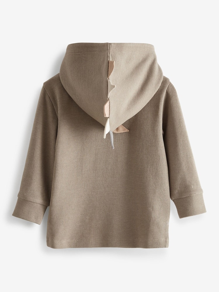 Neutral Textured Jersey Dino Spikes Hoodie (3mths-10yrs) - Image 2 of 3