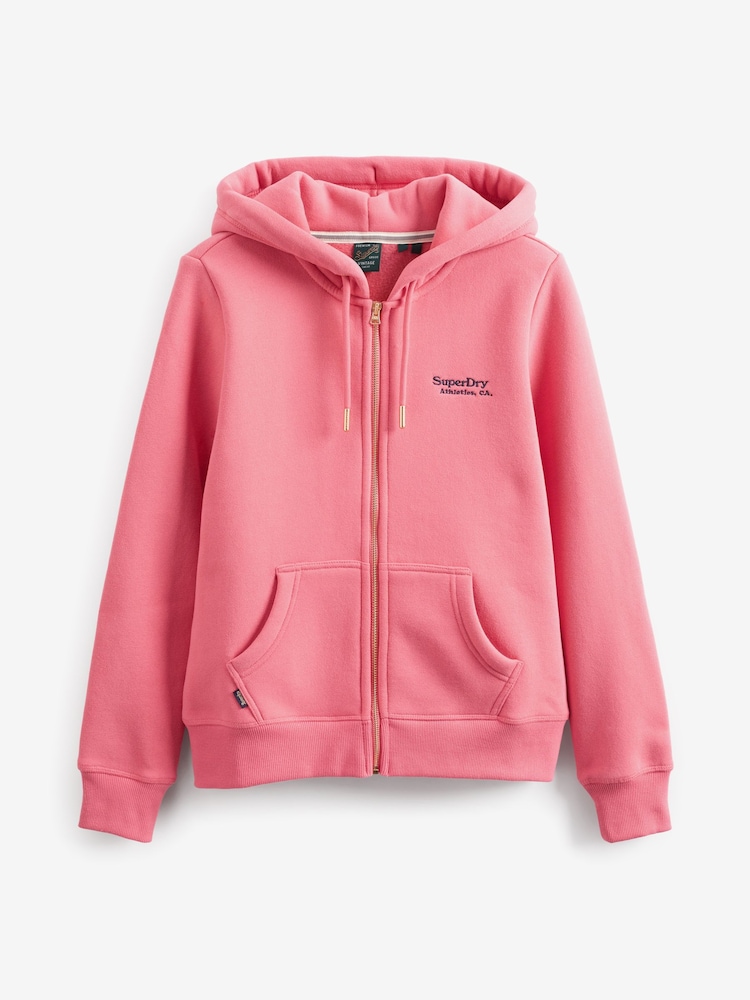 Superdry Bright Pink Essential Logo Zip Hoodie - Image 1 of 5