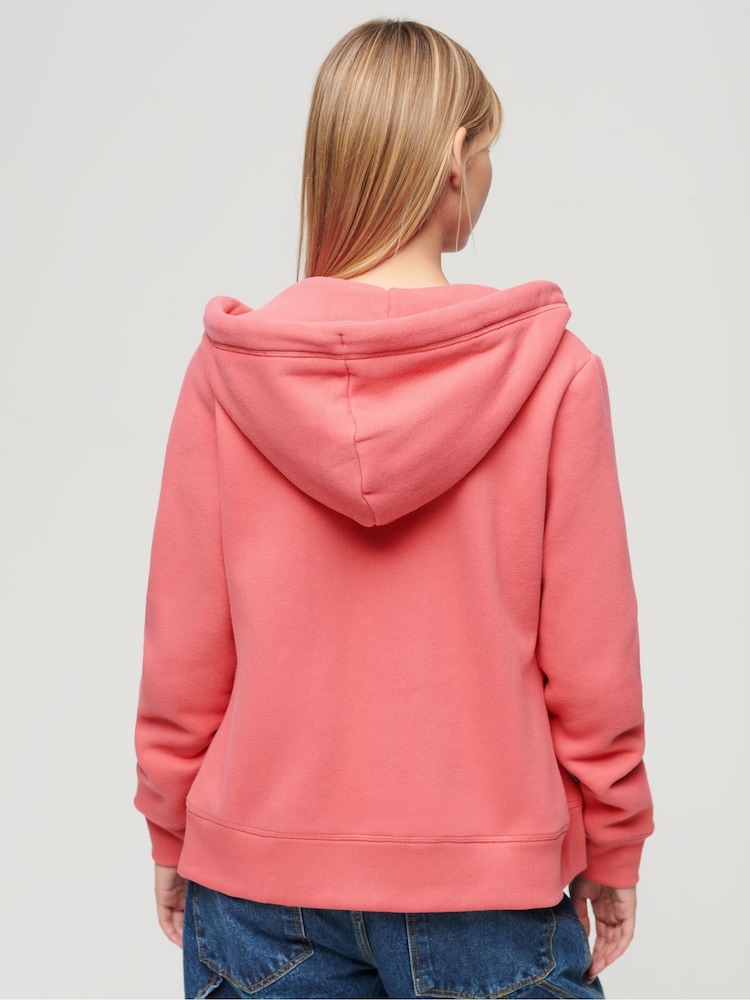 Superdry Bright Pink Essential Logo Zip Hoodie - Image 2 of 5