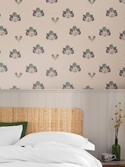 Joules Dawn Grey Indienne Block Print Wallpaper - Image 1 of 3