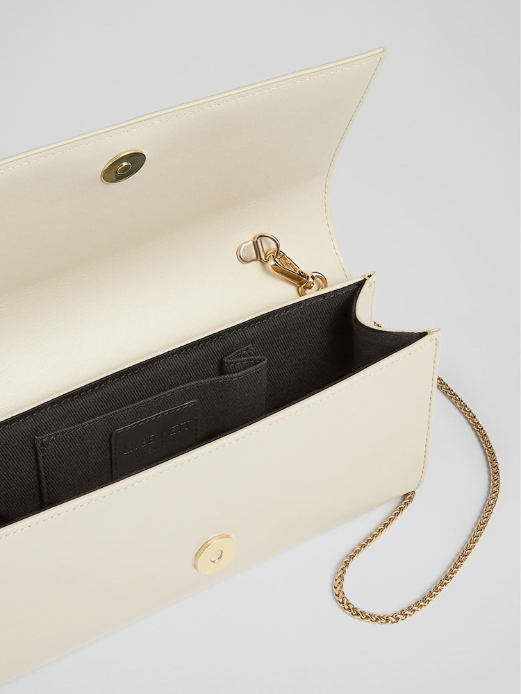 LK Bennett White Leather Erin Clutch Bag - Image 4 of 4