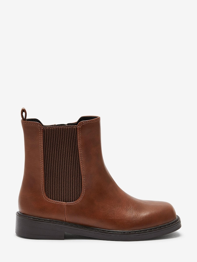 Brown Square Toe Chelsea Boots - Image 1 of 4