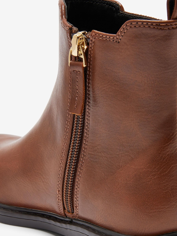 Brown Square Toe Chelsea Boots - Image 4 of 4