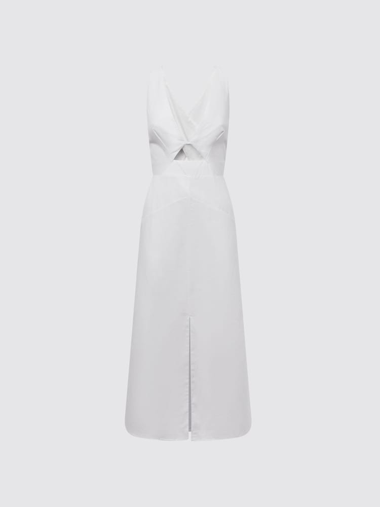 Reiss Ivory Rhoda Cotton-Linen Midi Dress - Image 2 of 5