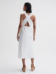 Reiss Ivory Rhoda Cotton-Linen Midi Dress - Image 4 of 5