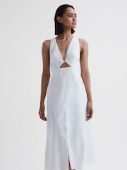 Reiss Ivory Rhoda Cotton-Linen Midi Dress - Image 5 of 5