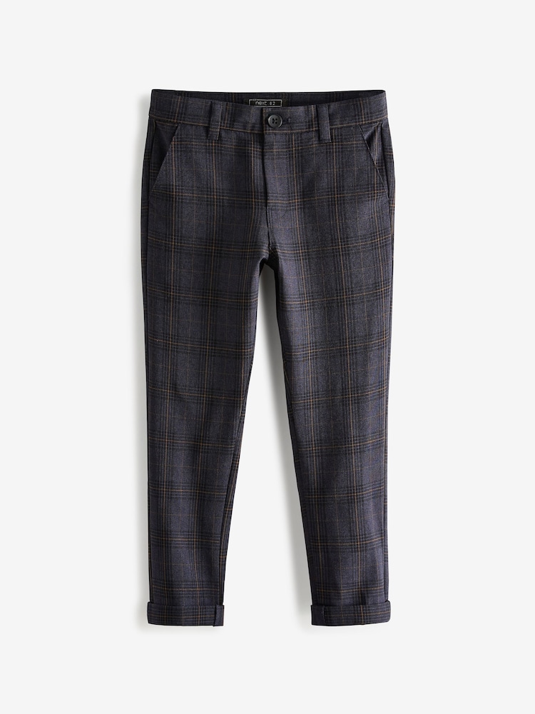 Navy/Blue Smart Check Trousers (12mths-16yrs) - Image 1 of 3