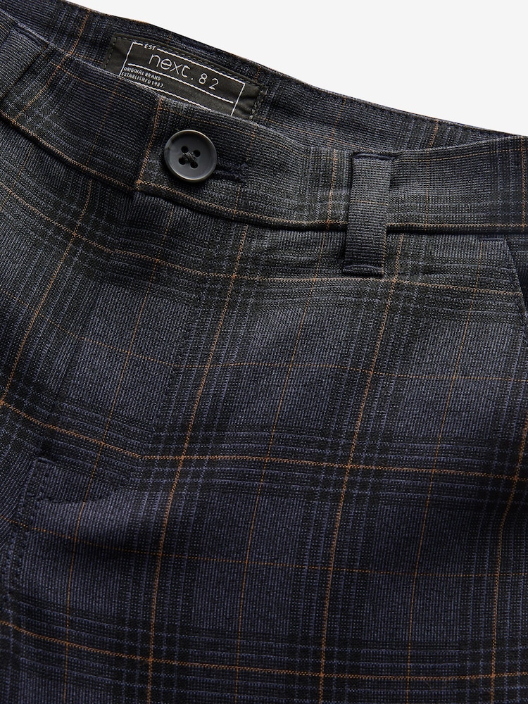 Navy/Blue Smart Check Trousers (12mths-16yrs) - Image 3 of 3