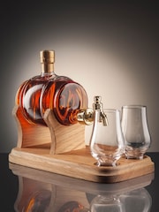 DrinksTime Stylish Whisky Barrel and Tap Whisky Decanter Set - Image 1 of 1