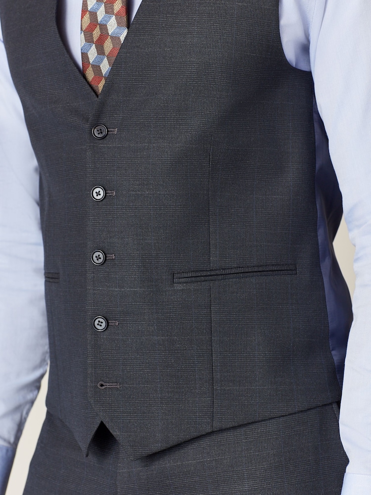 Navy Blue Check Waistcoat - Image 5 of 5 Navy Blue Check Waistcoat - Image 5 of 5