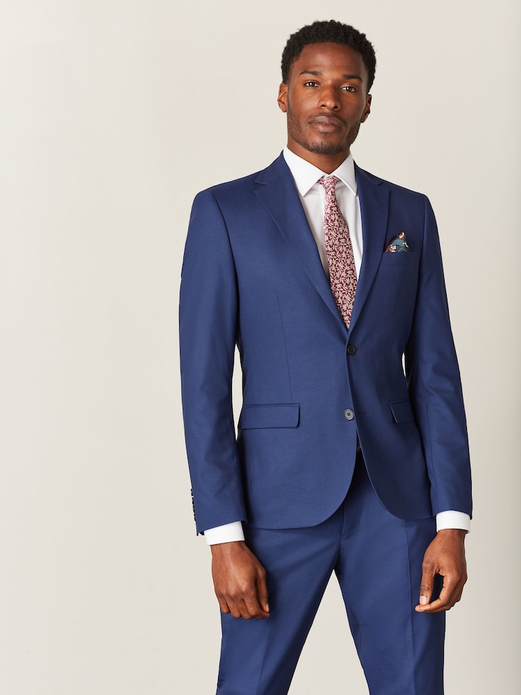 Bright Blue Slim Fit Suit: Jacket - Image 1 of 11