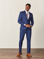 Bright Blue Slim Fit Suit: Jacket - Image 2 of 11