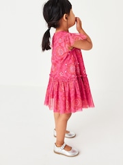 Pink/Red Sequin Embellished Mesh Party Dress (3mths-7yrs) - Image 3 of 6