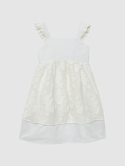 Reiss White Abby Lace Detail Bow Back Dress - Image 2 of 6