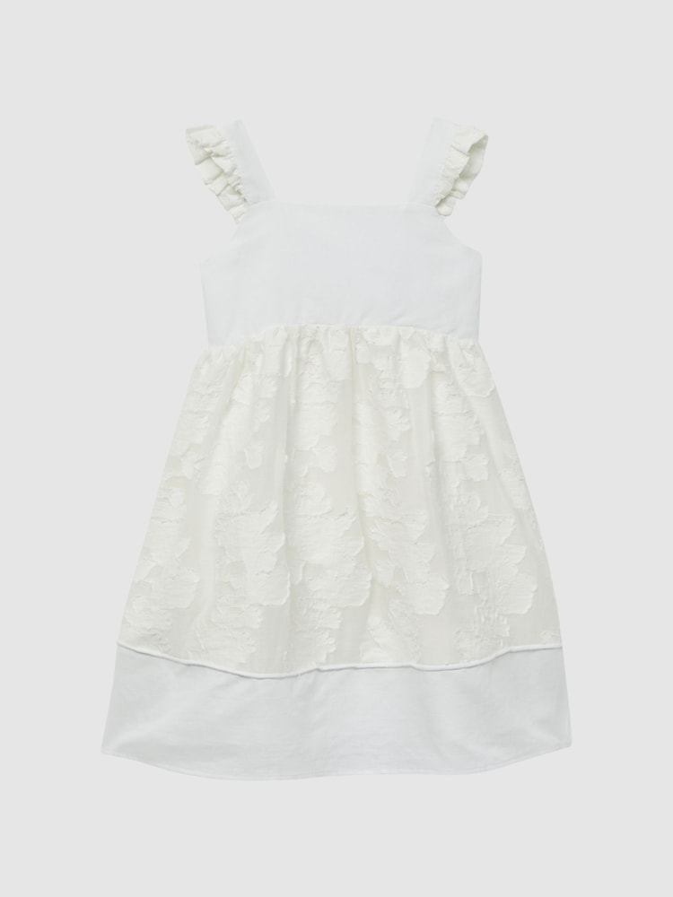 Reiss White Abby Lace Detail Bow Back Dress - Image 2 of 6