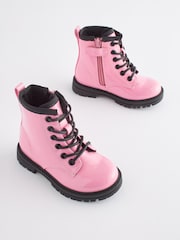 Pink Wide Fit (G) Warm Lined Lace-Up Boots - Image 1 of 6