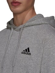 adidas Grey Essential Fleece Hoodie - Image 4 of 6