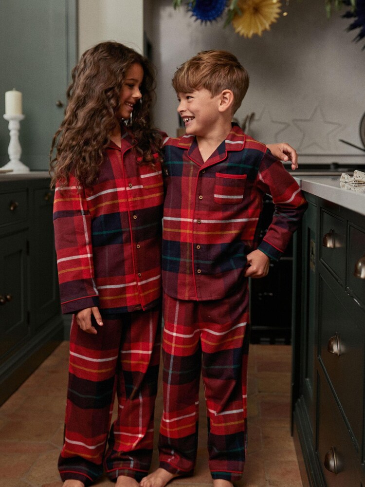 Red Check Matching Family Kids Christmas Cotton Pyjamas (9mths-16yrs) - Image 1 of 7