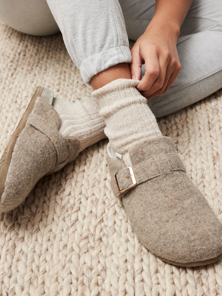 Laura Ashley Grey Felt Clog Mule Slippers - Image 1 of 7