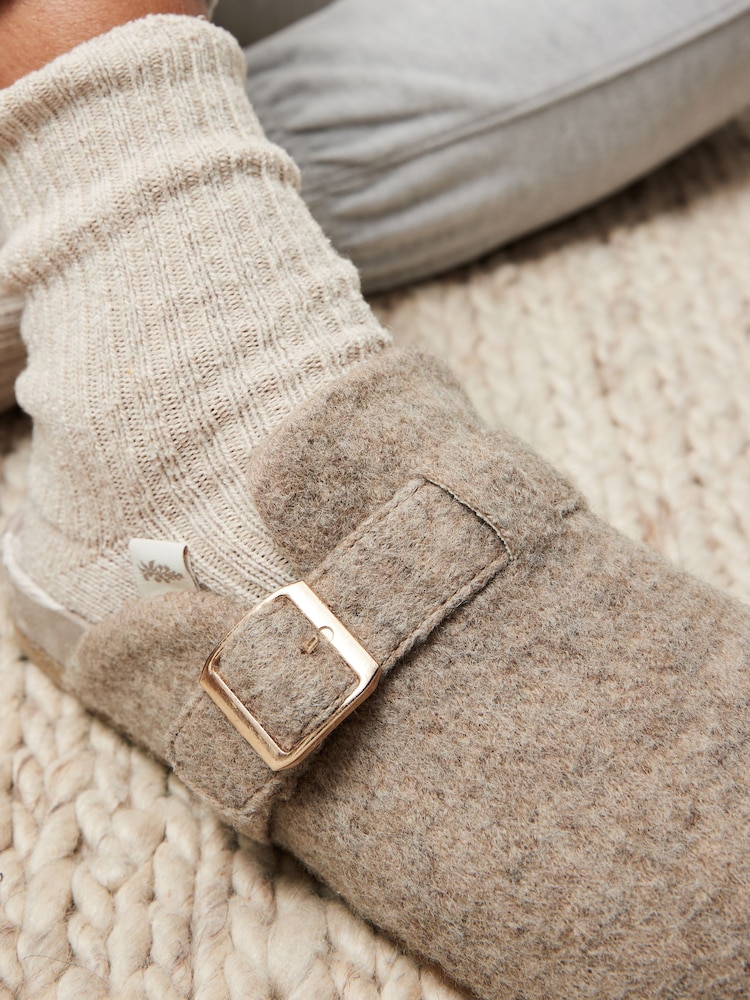 Laura Ashley Grey Felt Clog Mule Slippers - Image 2 of 7