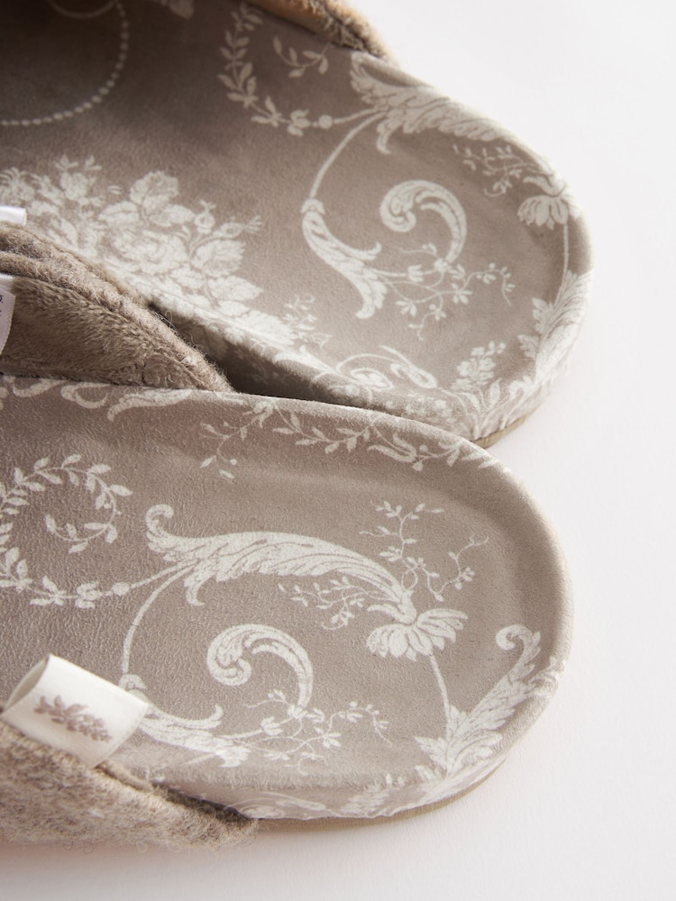 Laura Ashley Grey Felt Clog Mule Slippers - Image 7 of 7