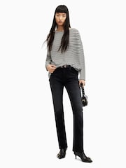 AllSaints Black Stripe Rita T-Shirt - Image 3 of 6