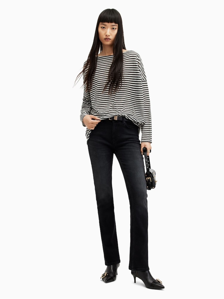 AllSaints Black Stripe Rita T-Shirt - Image 3 of 6