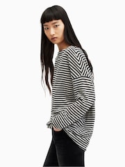 AllSaints Black Stripe Rita T-Shirt - Image 4 of 6