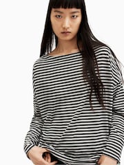 AllSaints Black Stripe Rita T-Shirt - Image 5 of 6