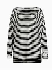 AllSaints Black Stripe Rita T-Shirt - Image 6 of 6