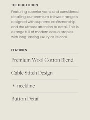 Citrine Yellow Premium Wool Cotton Blend V-Neck Stitch Detail Jumper - Image 3 of 7