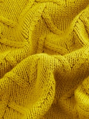 Citrine Yellow Premium Wool Cotton Blend V-Neck Stitch Detail Jumper - Image 7 of 7