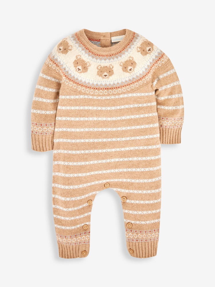 JoJo Maman Bébé Baby Bear Fair Isle Pattern Knitted All-In-One - Imagen 1 de 3