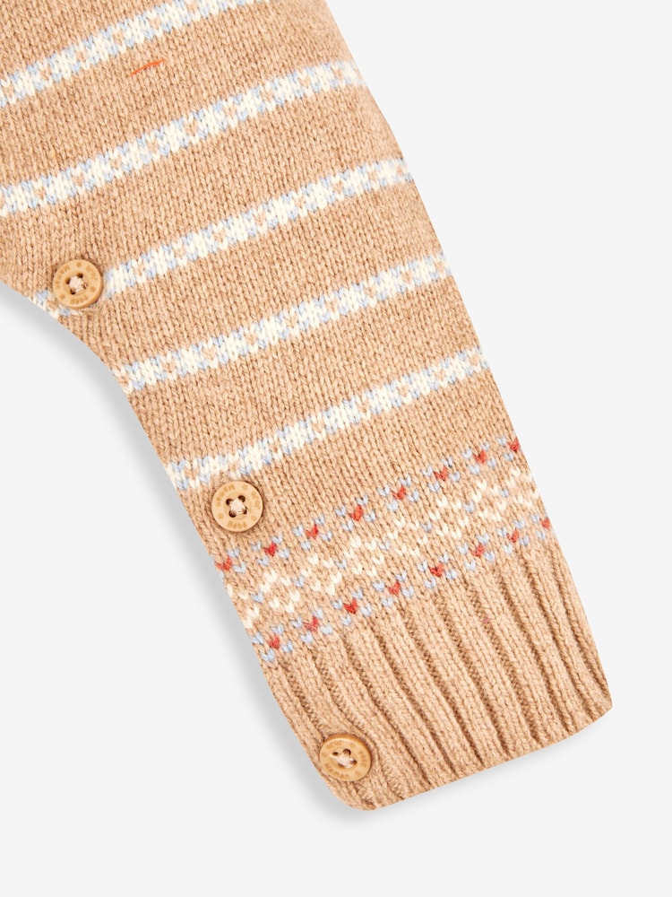 JoJo Maman Bébé Baby Bear Fair Isle Pattern Knitted All-In-One - Imagen 3 de 3